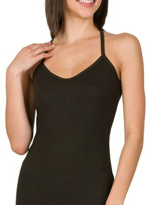 Brushed Dty Thin Strap Racerback V-Neck Maxi Dress in Black - product view 2