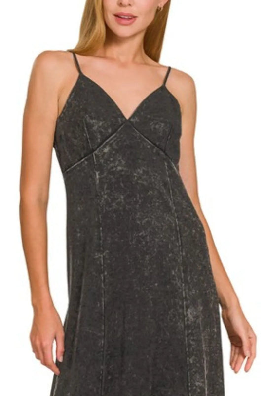Tencel Mineral Washed Maxi Dress - Ash Black - product view 2