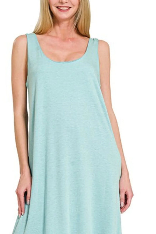 French Terry Twisted Strap Midi Dress - Dusty Teal - product view 2