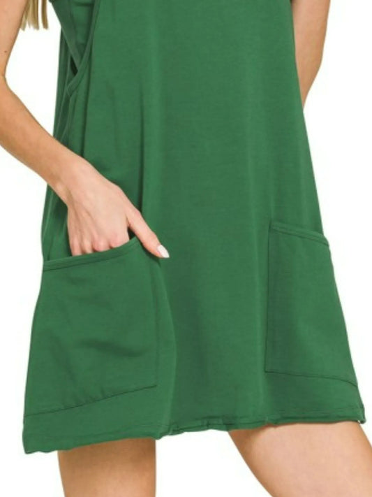 Cami Mini Dress with Built-in Romper Liner - Army Green - product view 2