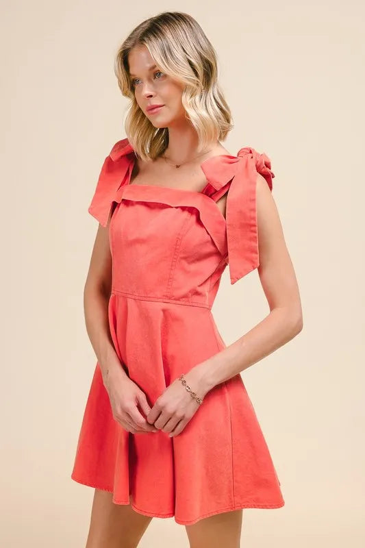 Fit and Flare Washed Gameday Dress - Orange - product view 2