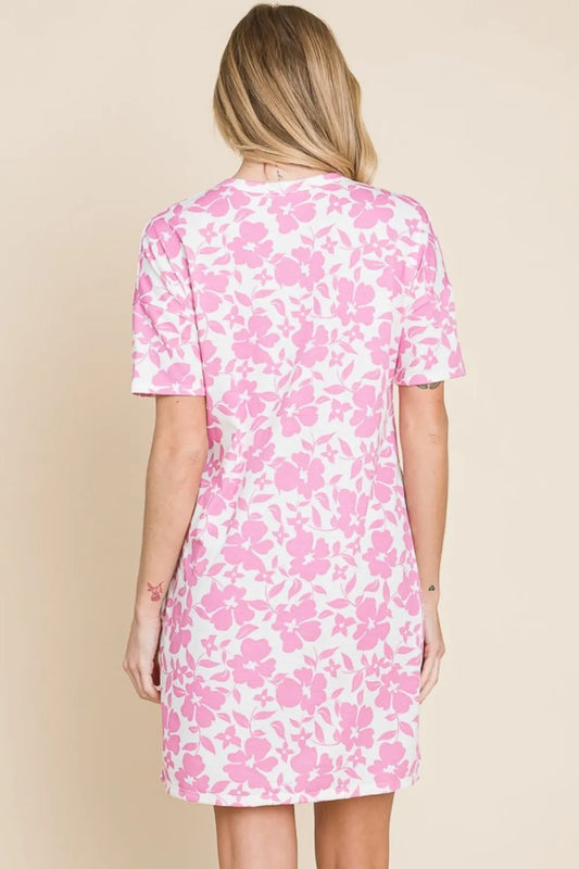 Floral Button Down Mini Dress in Pink - product view 2