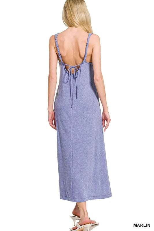 French Terry Twisted Strap Midi Dress - Marlin - product view 2