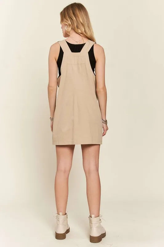 Adjustable Wide Strap Square Neck Overall Dress - Tan - product view 8