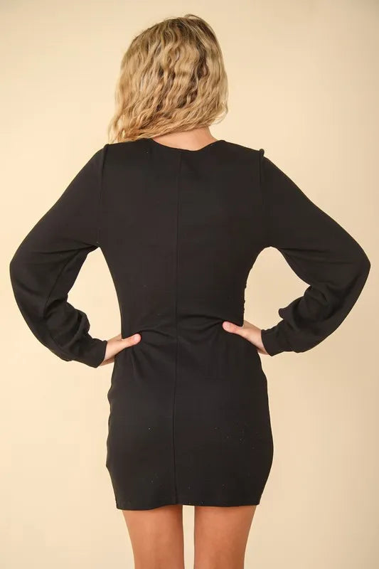 Ruched Detail Bodycon Mini Dress - Black - product view 2