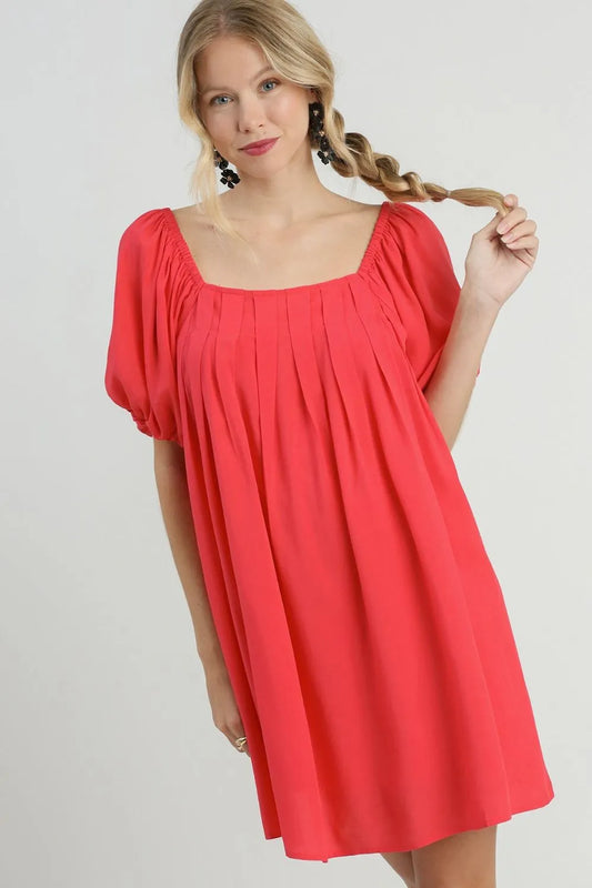 Full Size Squared Neck Puff Sleeve Mini Dress Plus Size - product view 2