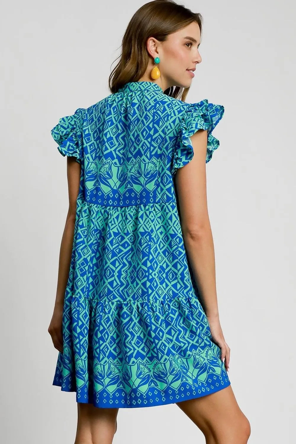Full Size Mixed Print Mini Dress Plus Size in Blue - product view 3