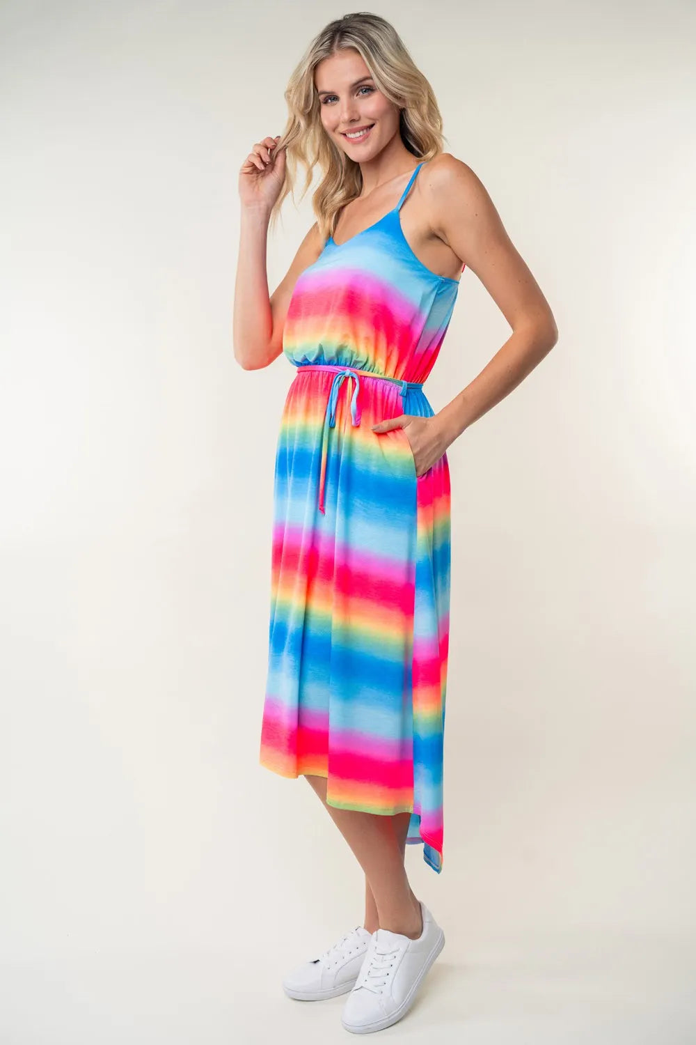 Full Size Ombre Striped Midi Cami Dress in Multi - product view 5