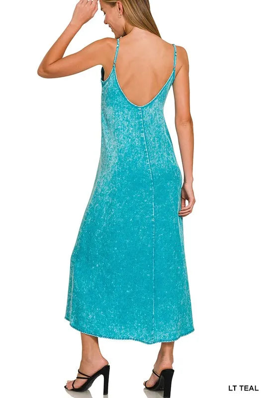Tencel Mineral Washed Maxi Dress - Lt Teal - product view 2