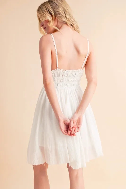 Lace Detail Mini Cami Dress - White - product view 2