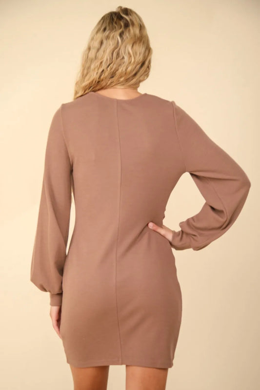 Ruched Detail Bodycon Mini Dress - Mocha - product view 2