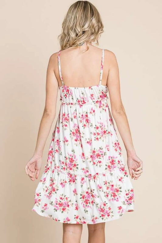 Full Size Floral Frill Cami Dress - Ivory - product view 2