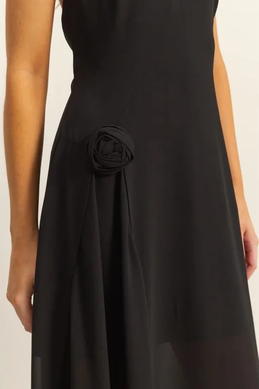 Chiffon Halter Asymmetrical Hem Dress - Black - product view 4