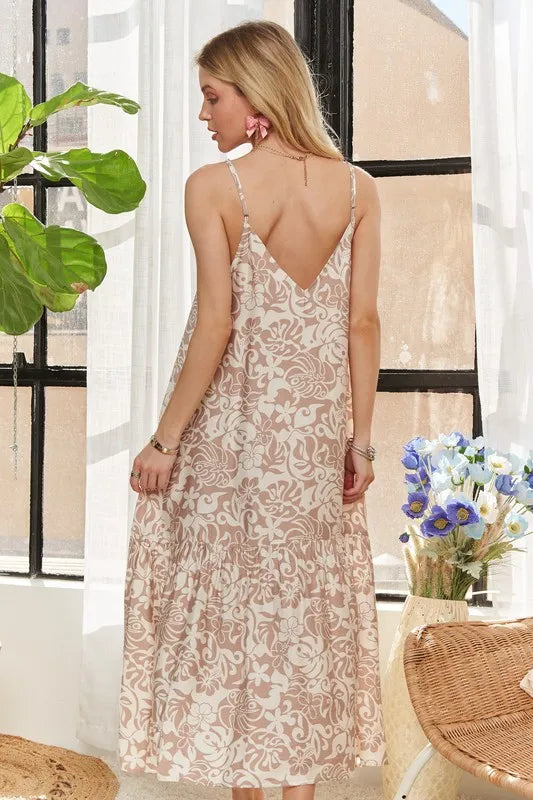 Dress with Bead Detail On Shoulder in Taupe - product view 3