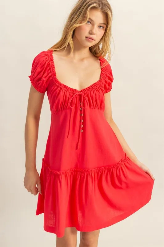Ruched Frill Tiered Short Sleeve Mini Dress - product view 2