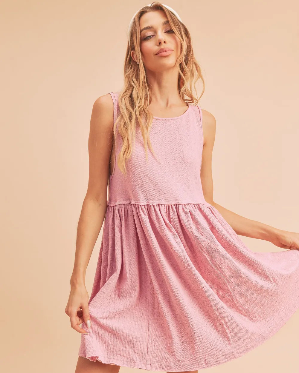 Round Neck Mini Tank Dress - Pink - product view 1