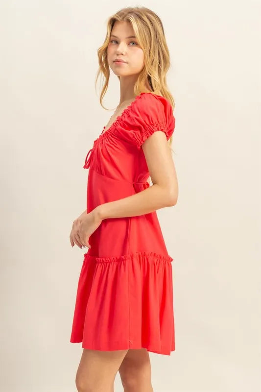 Ruched Frill Tiered Short Sleeve Mini Dress - product view 3