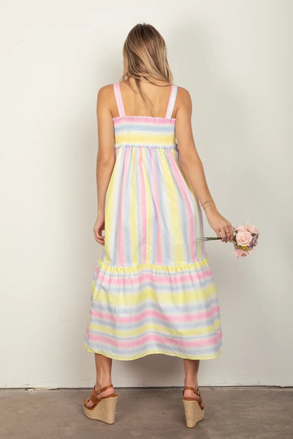 Striped Woven Smocked Midi Cami Dress in Pinkcombo - product view 2