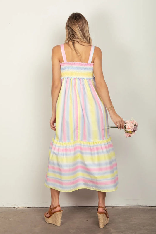 Striped Woven Smocked Midi Cami Dress in Pinkcombo - product view 2