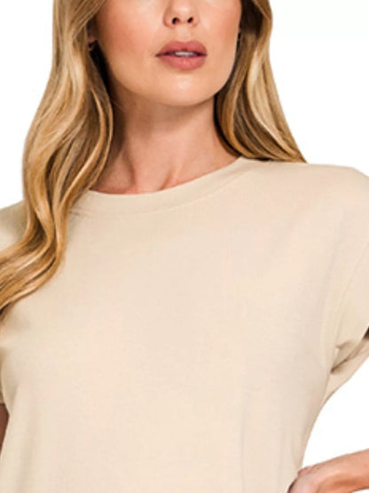 Round Neck Side Slit Midi Dress - Sand Beige - product view 2