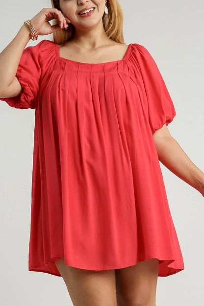 Full Size Squared Neck Puff Sleeve Mini Dress Plus Size - product view 5