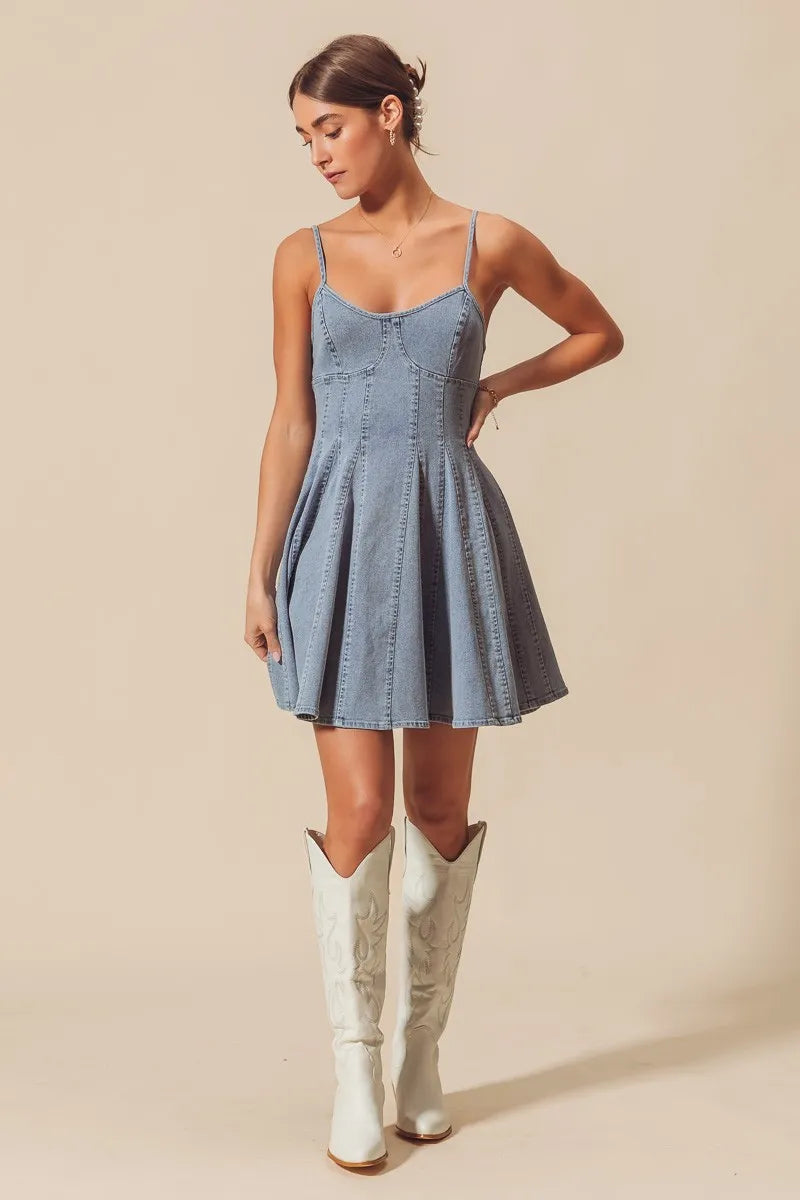 A Line Fit and Flare Denim Mini Dress - product view 11