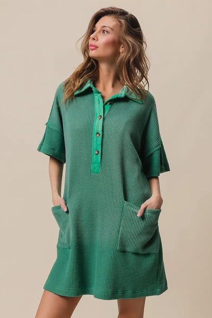 Dip Dye Mineral Washed Knit Dress - Jade - product view 7