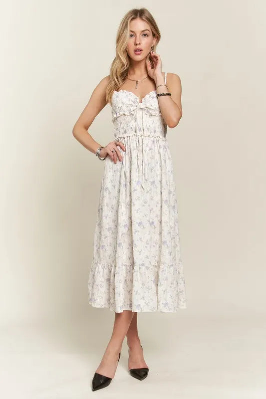 Smocked Floral Sweetheart Neck Cami Dress - Lavender - product view 8