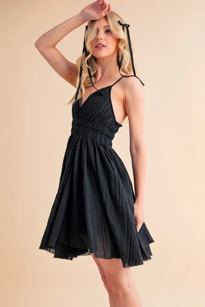 Lace Detail Mini Cami Dress - Black - product view 7