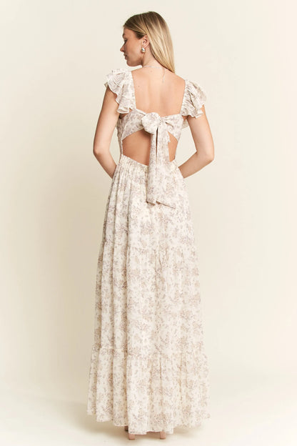 Full Size Ruffle Sleeve Tiered Maxi Dress Plus Size in Ivory - product view 21