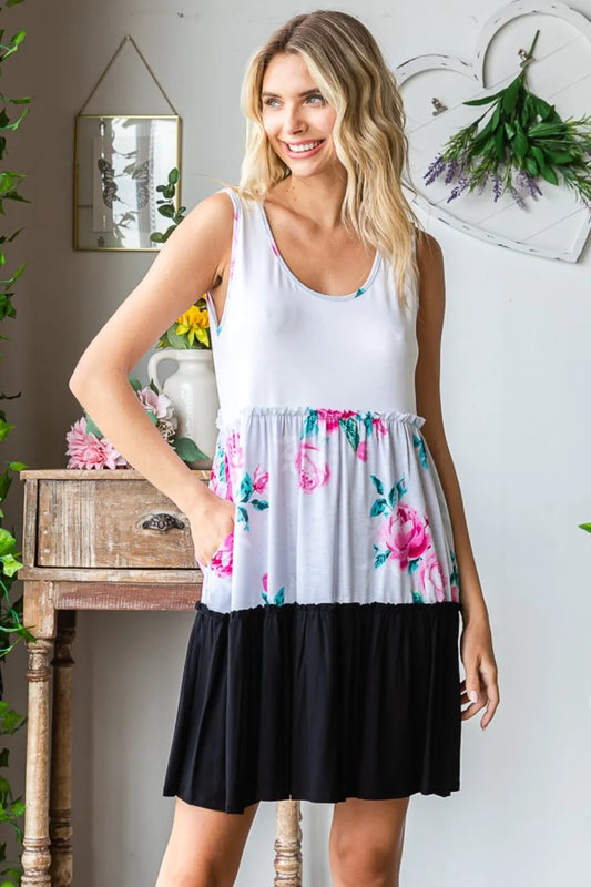 Full Size Scoop Neck Frill Tiered Dress in Ivory - product view 1