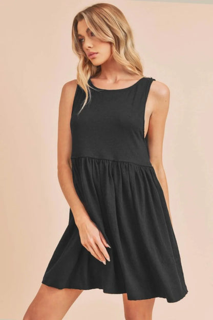 Round Neck Mini Tank Dress - Black - product view 1