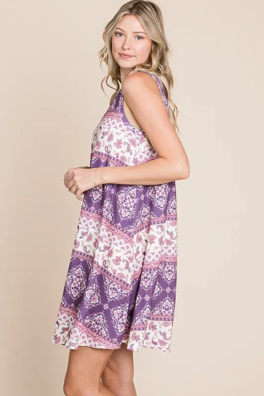 Bohemian Print Sleeveless Dress in As Shown - product view 3