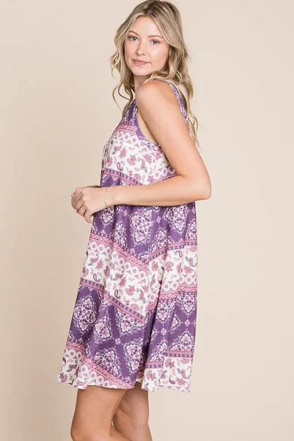 Bohemian Print Sleeveless Dress in As Shown - product view 3