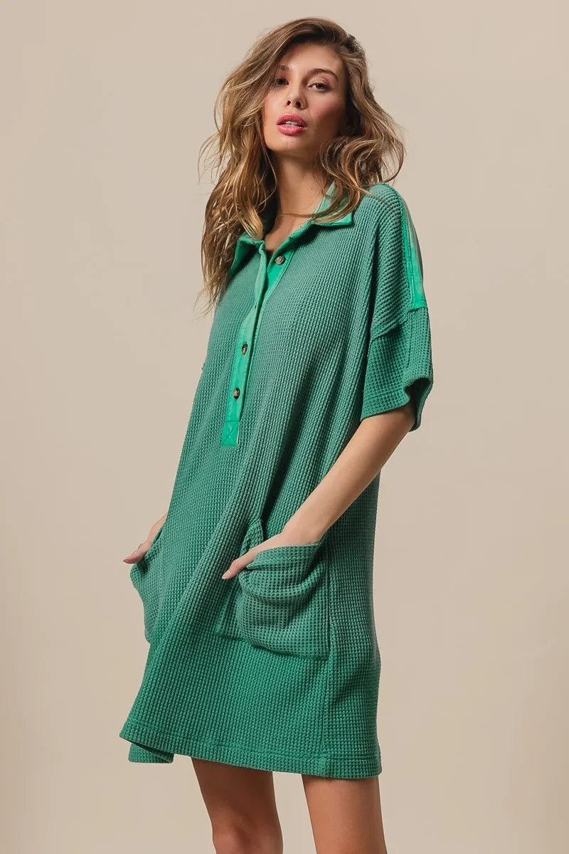 Dip Dye Mineral Washed Knit Dress - Jade - product view 8