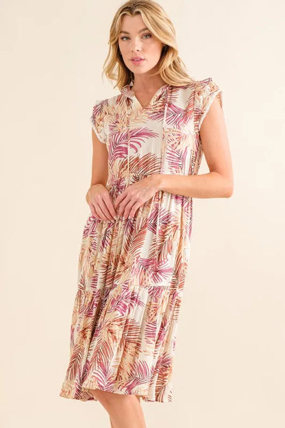 Boho Printed Tiered Dress in Cream - product view 6