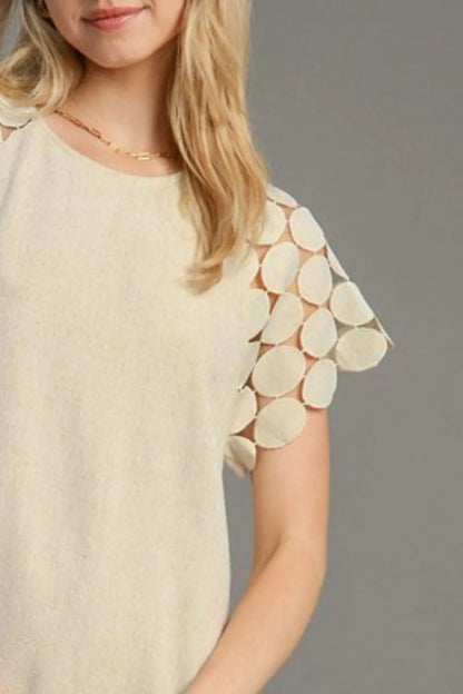 Full Size Round Neck Mini Dress Plus Size in Oatmeal - product view 3