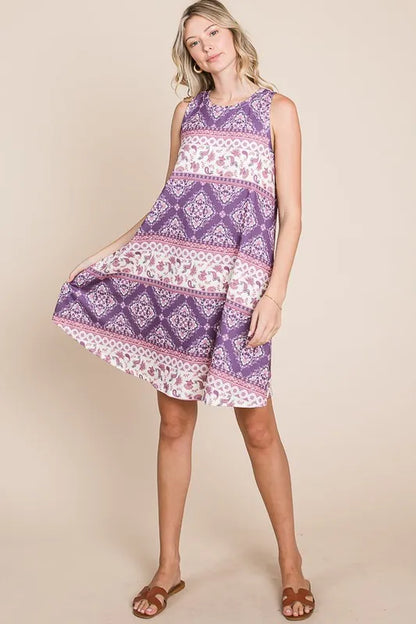 Bohemian Print Sleeveless Dress in As Shown - product view 5