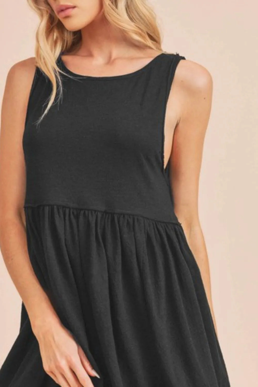 Round Neck Mini Tank Dress - Black - product view 3