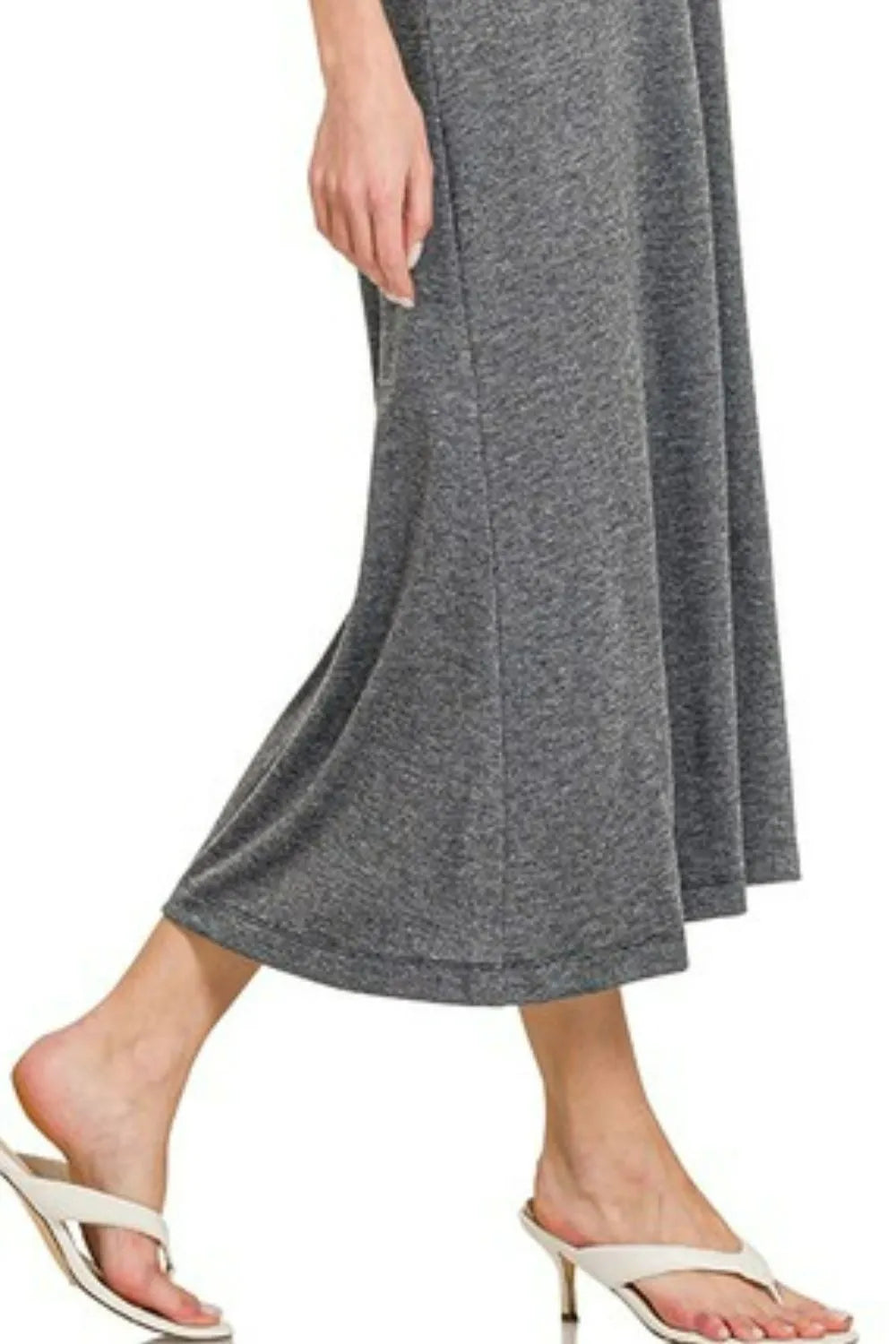 French Terry Twisted Strap Midi Dress - Black - product view 3