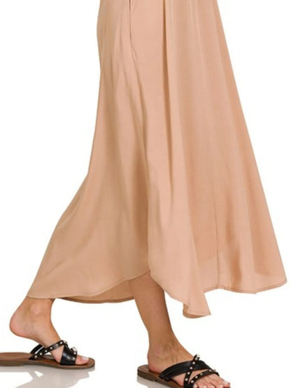 Woven Arc Hem Cami Dress With Flowy Pockets - Brush - product view 3