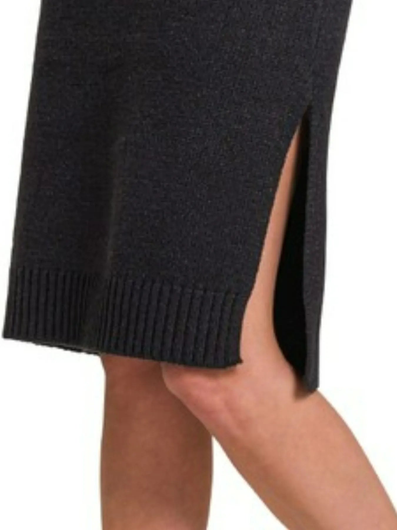 Turtle Neck Long Sleeve Midi Sweater Dress - Black - product view 3