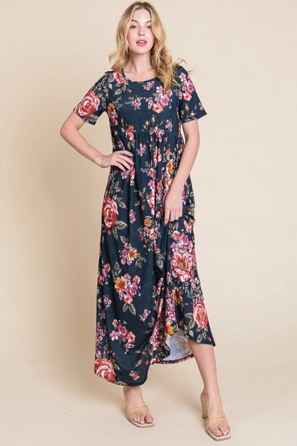 Floral Short Sleeve Maxi Dress - product view 4