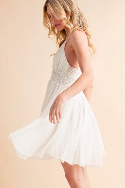 Lace Detail Mini Cami Dress - White - product view 9