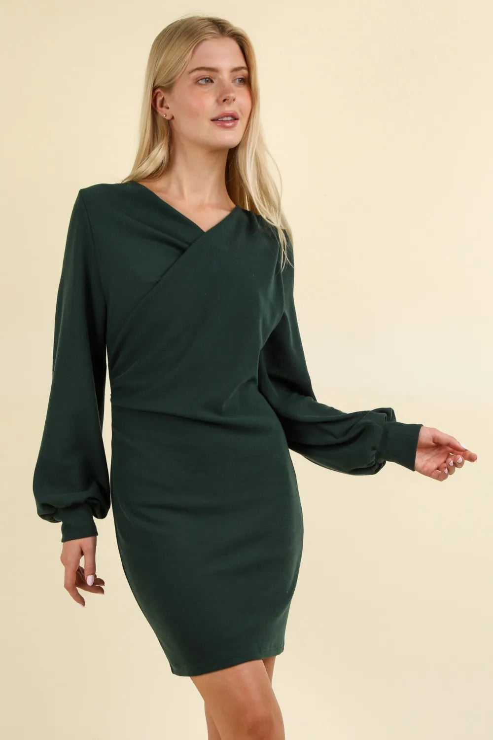 Ruched Detail Bodycon Mini Dress - Forest - product view 4