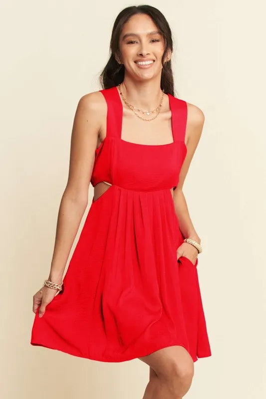 Washed Satin Cutout Skirt Bandeau Mini Dress - Orange - product view 1