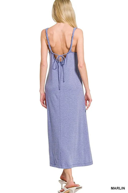 French Terry Twisted Strap Midi Dress - Marlin - product view 2
