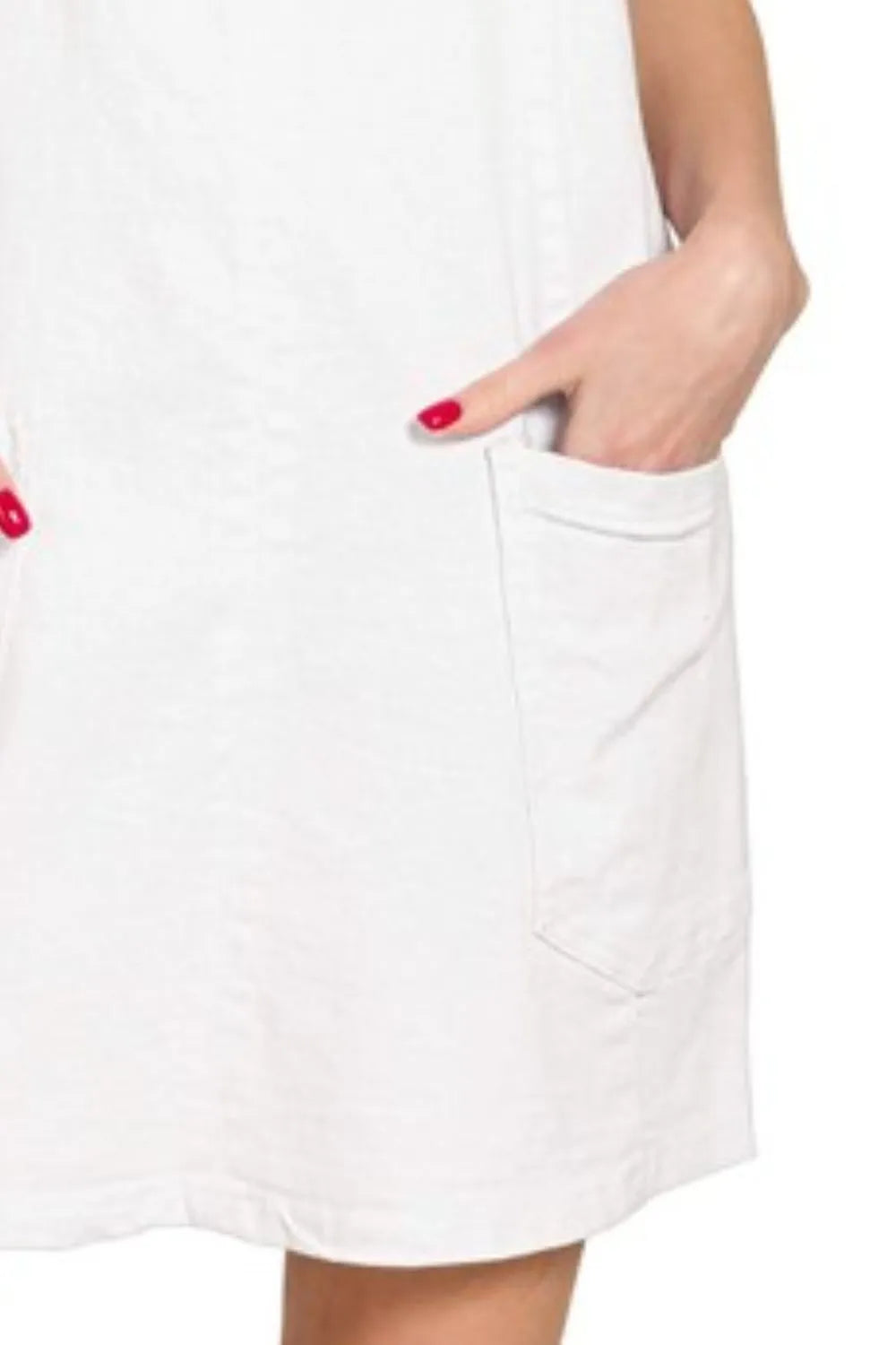 Washed Adjustable Strap Denim Overall Dress - White - product view 3