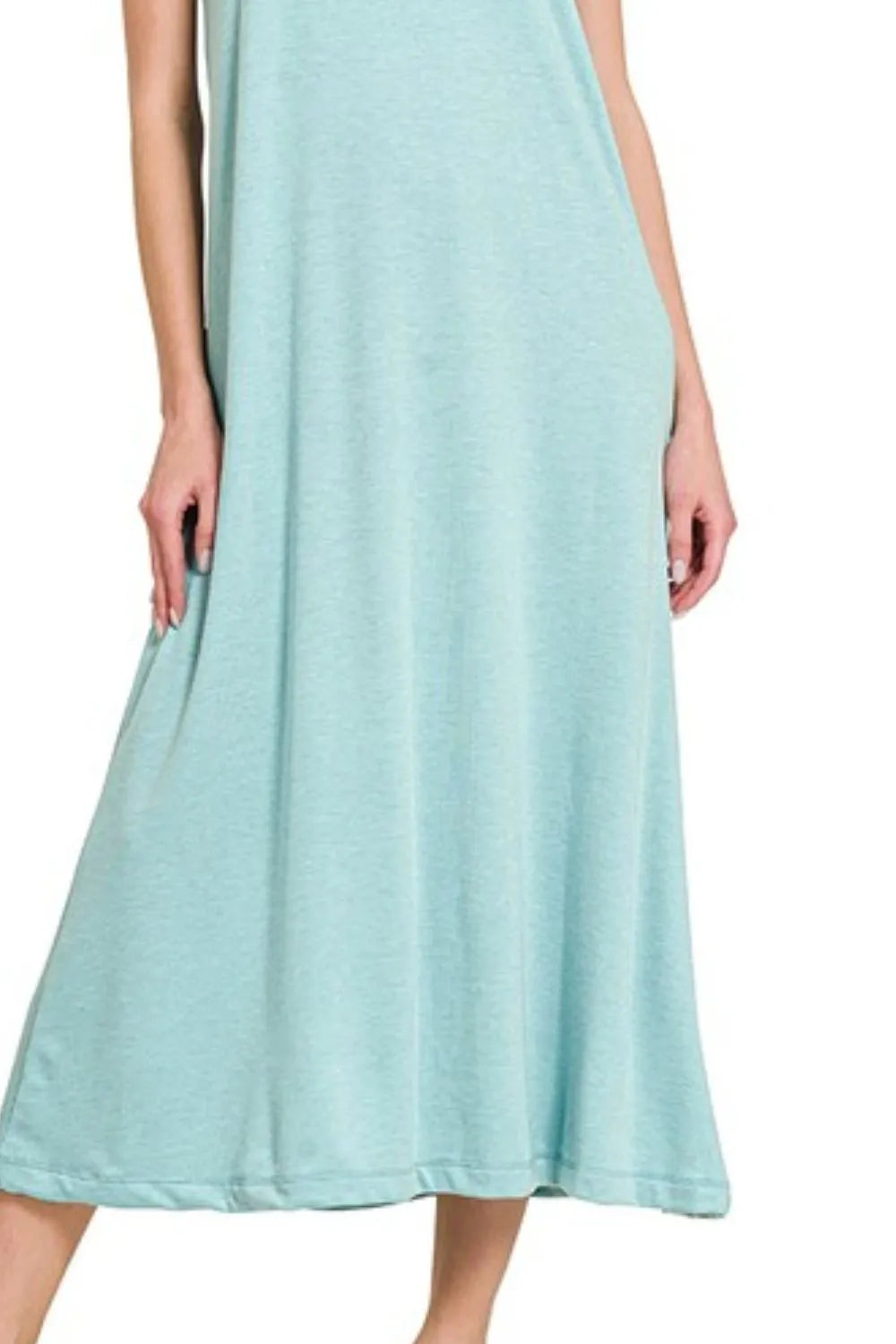 French Terry Twisted Strap Midi Dress - Dusty Teal - product view 3