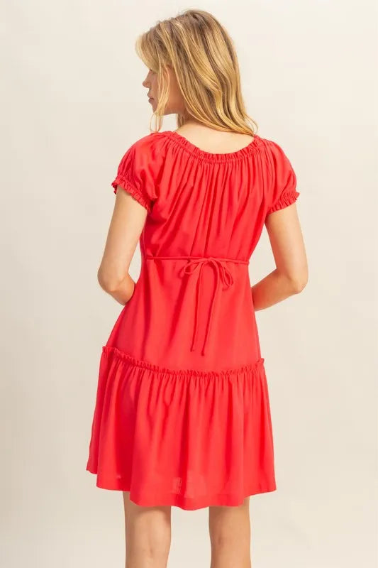 Ruched Frill Tiered Short Sleeve Mini Dress - product view 4